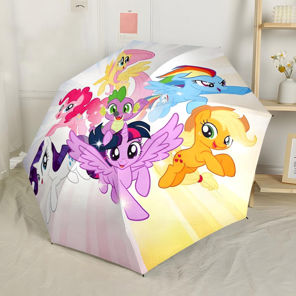 My Little Pony Friendship Portable Automatic Umbrella Folding Umbrella with 8 Ribs Sturdy Construction All-Season Use Fashion Lovers Gift