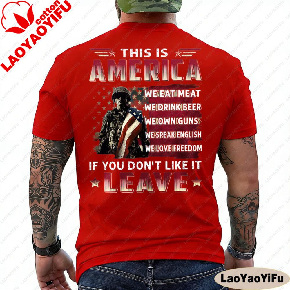 The Veteran Shirt Gift for Veteran Veteran Day Shortsleeved Shirt This Is America If You Dont Like It Leave Men Clothes