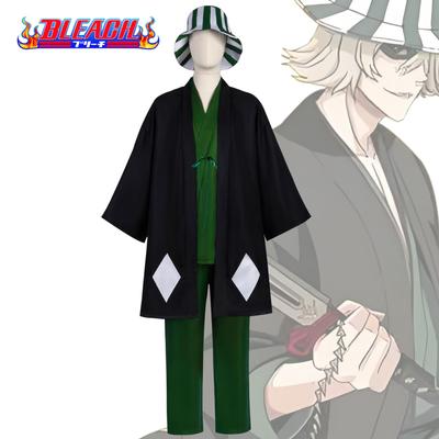 Anime Bleach Cosplay Urahara Kisuke Gotei 13 Kostým Kimono Uniforma Plášť Top Kalhoty Klobouk Kompletní Oblek Na Halloweenský Kostým Pro Dospělé