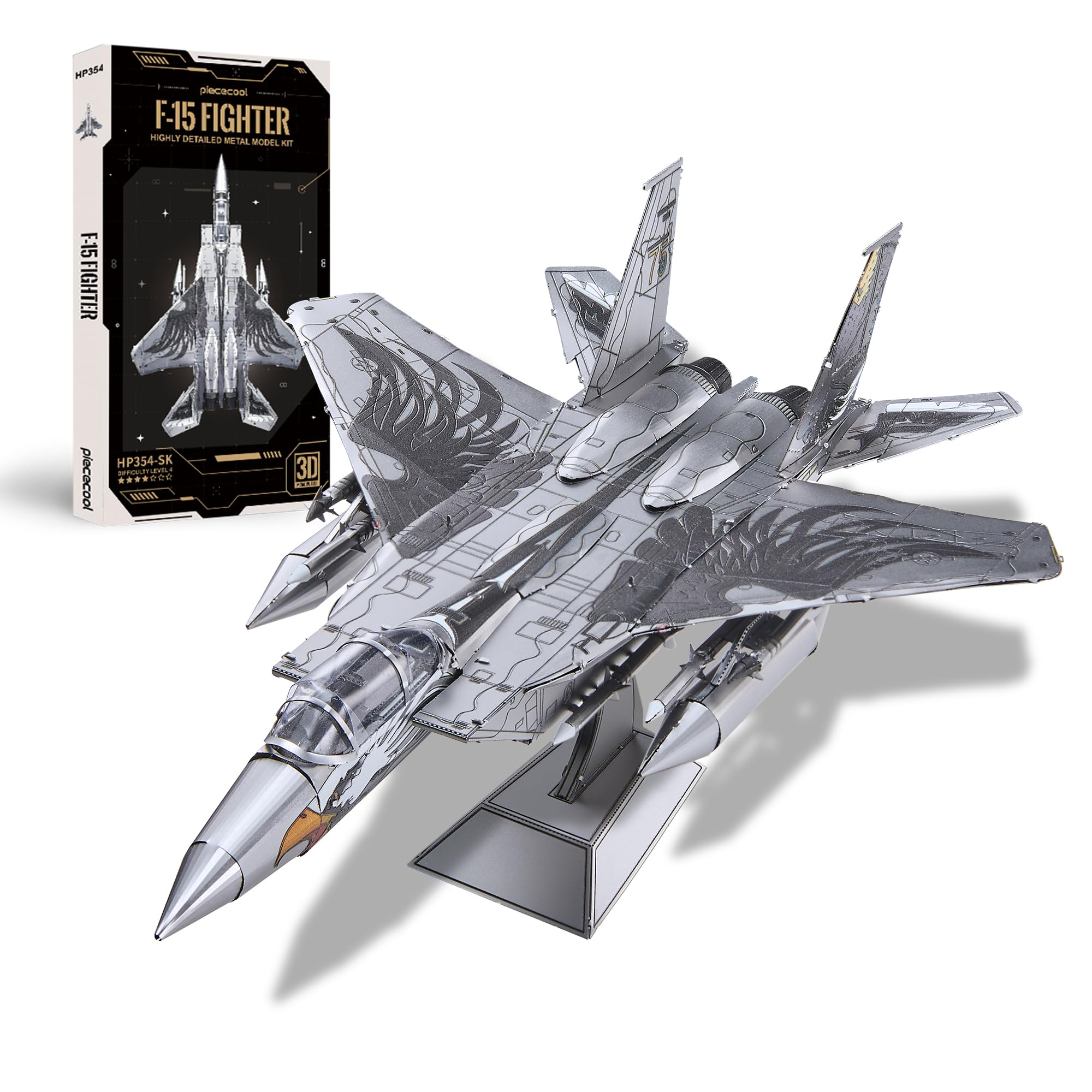 

Piececool Metal 3D Fighter Air Superiority Fighter Metallic Nano 3D Assembly No Glue For Experts and Collectible Figurine Puzzle, F-15 Eagle, Puzzle,