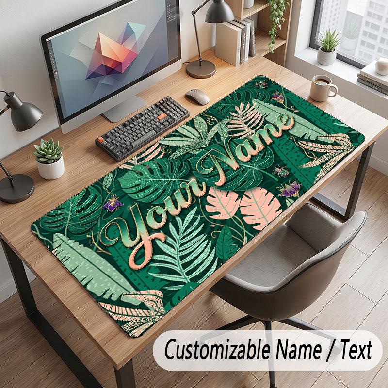 Mushroom Forest Theme Customized Mouse Pad Personalized Print Name Text Desk Mat For Home Office Table Decor