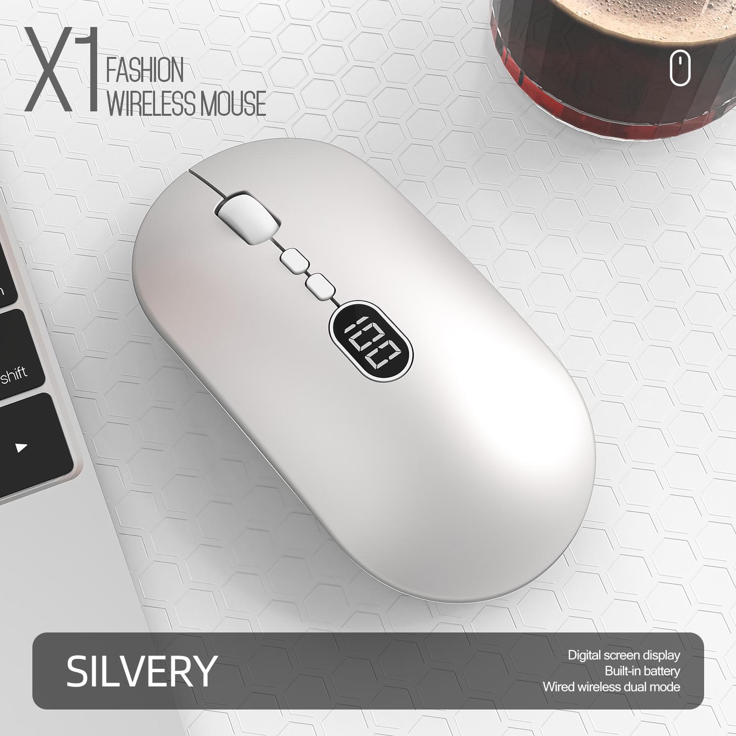 

X1 Беспроводная компьютерная мышь для ноутбука с видимым уровнем заряда батареи, перезаряжаемая 2.4G портативная USB-мышь с тихим щелчком Windows Mac