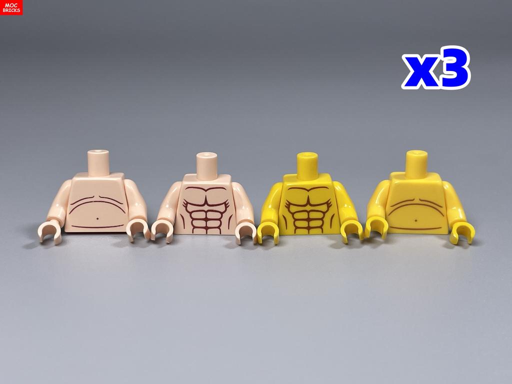 MOC Blocks Beach Ocean Palm Torso Pants Muscle Figure Ski Glasses Particles Assembled Construction Bricks Children's Playthings