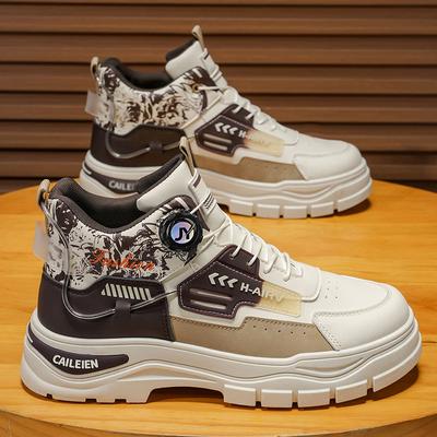 High-top Men's Shoes Autumn Versatile Casual Leather Shoes Board Shoes Youth Mountaineering Platform Martin Boots Men
