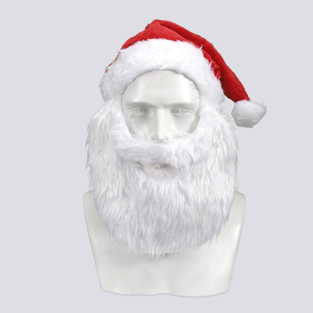 1PC novel Christmas hat (with plush beard), exquisite Santa Claus role-playing, suitable for Christmas surprise gifts