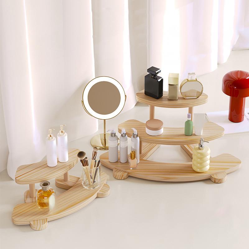 Two/Three Layer Wood Display Stand Toy Blind Box Organizer Cosmetic Perfume Display Shelf Organization Storage Decoration Holder