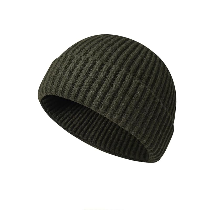 

[Lalagen] knit hat men s winter cold weather hat beanie Thick ribbed knit hat knit cap commute Commuting to school bike bicycle sports outdoor (moss