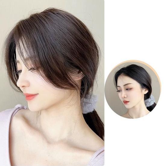 Women Clip-in Bangs Natural Wispy 3D French Bangs Forehead Hair Extensions Black Brown Side Bangs Fringe Wig Hairpieces