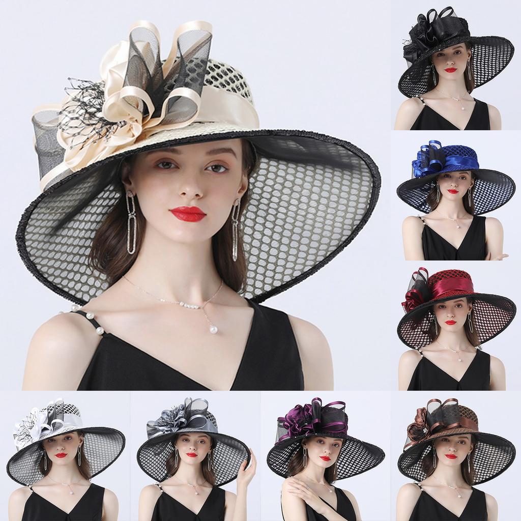 Wide Brim Phrase Women Church Hat Wide Brim Sun Hats For Wedding Tea Party Fascinator Hat Use Beach Cap Tea Party Dress Cap