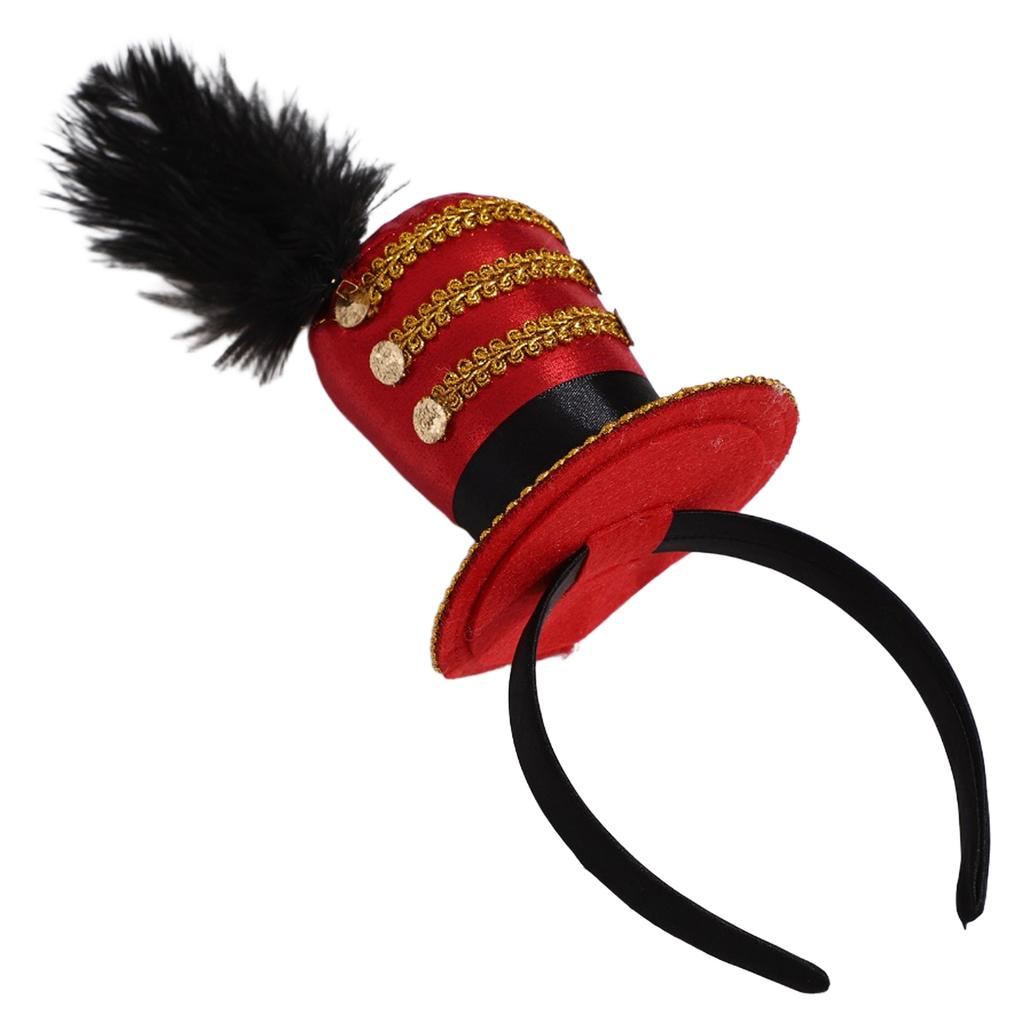 Vintage Fascinator Hats Headband Circus Ringmaster Costumes Mini Top Hat Feather Cap Headpiece for Halloween Tea Party Props