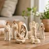 7Pcs Miniature Nativity Scene Figurine Set Vintage Christmas Manger Resin Statues  Fairy Garden