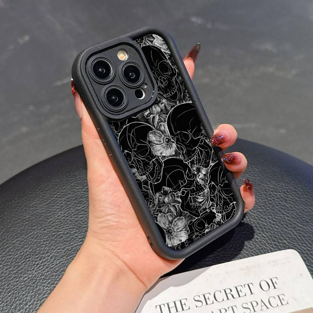 Skull Gothic Creepy Pastel Goth Phone Case For iPhone 17 16 15 14 13 12 11 Pro Plus Max Soft TPU Protection Soft Cover