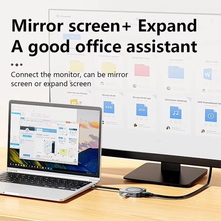 Blueendless 8-In-1 Magnetic HUB With M.2 NVMe/SATA SSD Enclosure (HDMI+PD100W+USB-C/Type-C 3.2+USB-A 3.2+SD+TF+AUX)