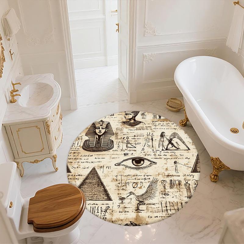 Ancient Egyptian Gods,Round Area Rug,Carpet Rug for Living Room Bedroom Sofa Playroom Decor,Non-slip Floor Mat