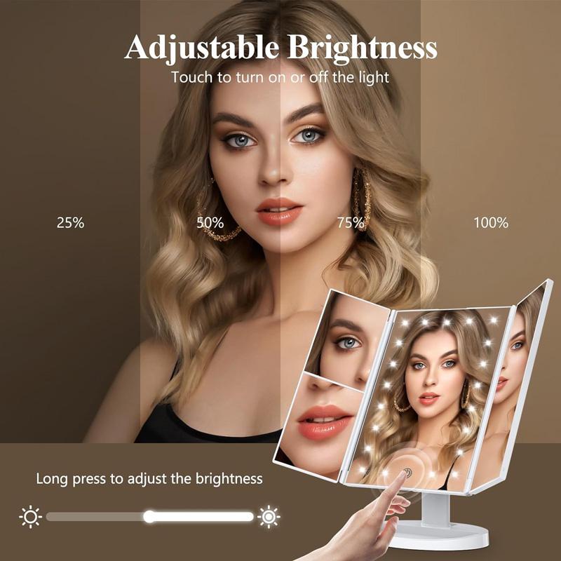 New Foldable Touch Screen Makeup 3X/2X/10X Magnifying Makeup Mirror Portable LED Nightlight Desktop Makeup Mirror