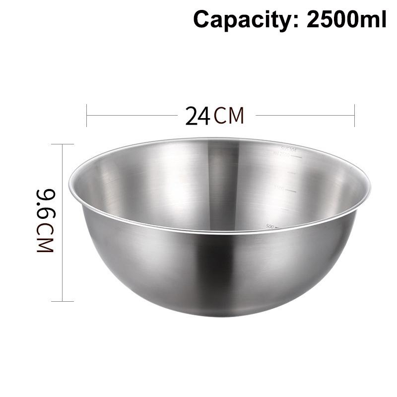 1Pc Stainless Steel Bowl Set With Scale For Cooking Baking Food Storage Large Capacity Mixing Bowls For Home Kitchen Essentials