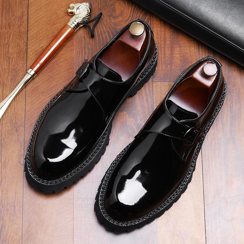 

Мужские туфли-монки из лакированной кожи в британском стиле, деловые, формальные, на толстой подошве для увеличения роста, идеально подходят для костюмов, свадеб и официальных мероприятий. 38