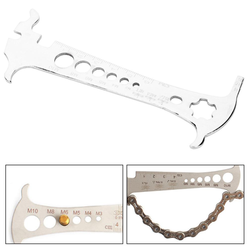 6 In 1 Stainless Steel Portable Mountain Road Bicycle Chain Measurer Bike Wear Indicator Tool