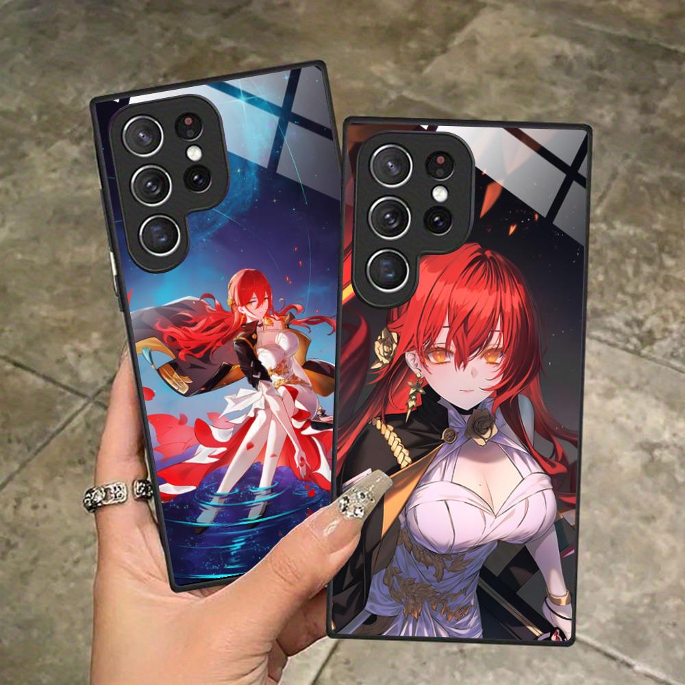 HSR Himeko Glass Mobile Phone Case for Samsung Galaxy S26 S25 S24 S23 S22 S21 S20 Note20 Plus FE Ultra Colorful Cover