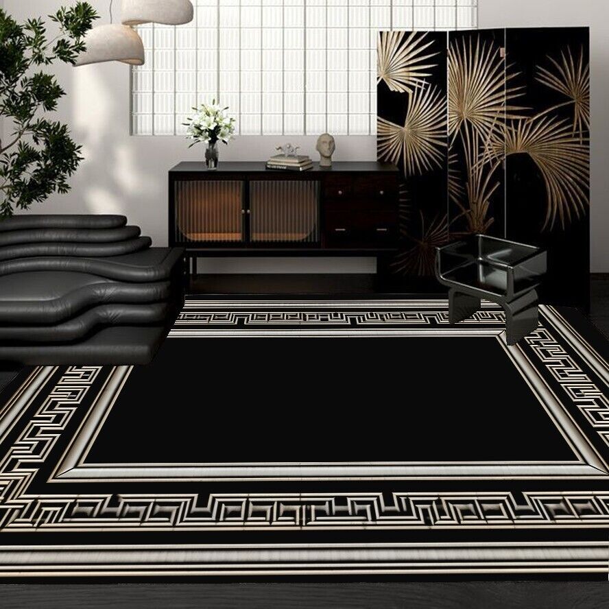 Post-modern Geometric Decorative Living Room Carpet Luxury Home Lounge Floor Mat Advanced Black Bedroom Decor Large Area Rug