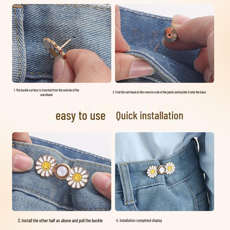 Daisy Waist-Cinching Detachable Buckle: Flatten & Reduce Large Waist Jeans Size
