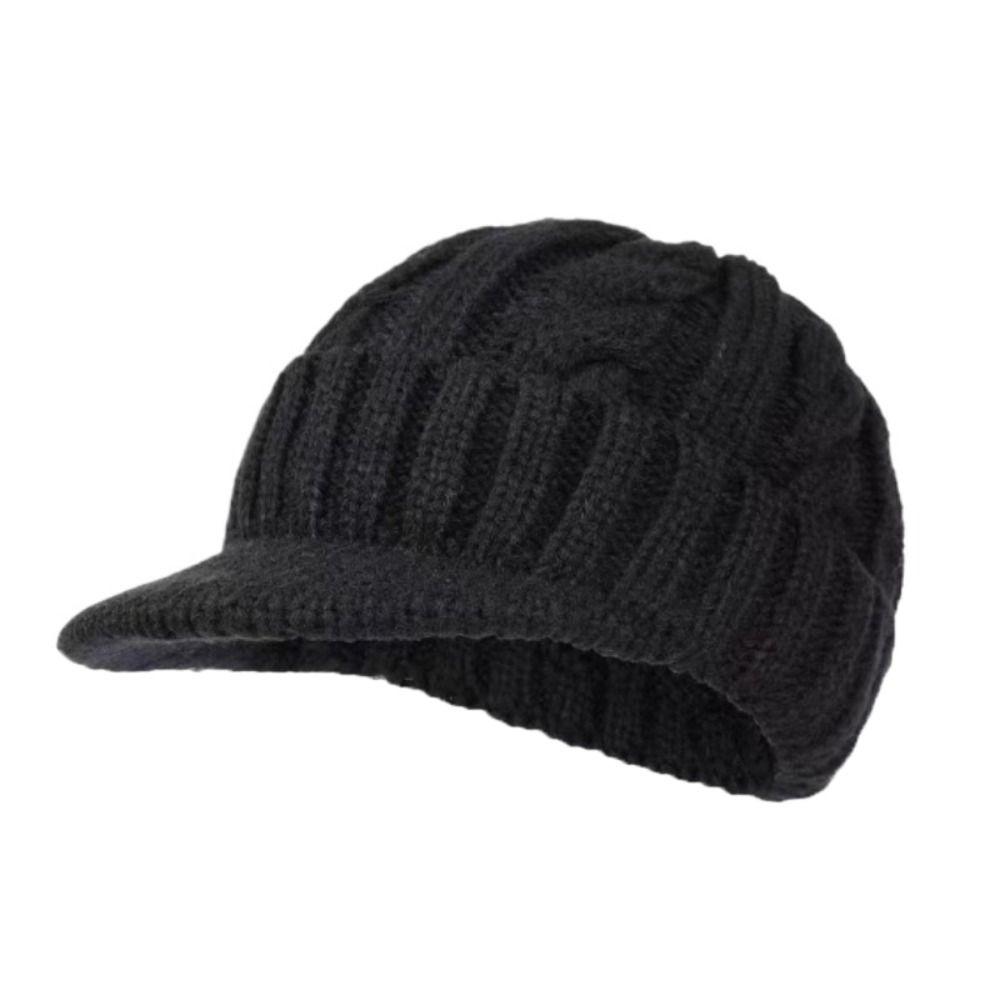 Plush Men Peaked Cap Thermal Winter Men Hat Simple Woolen Knitted Hat  Winter