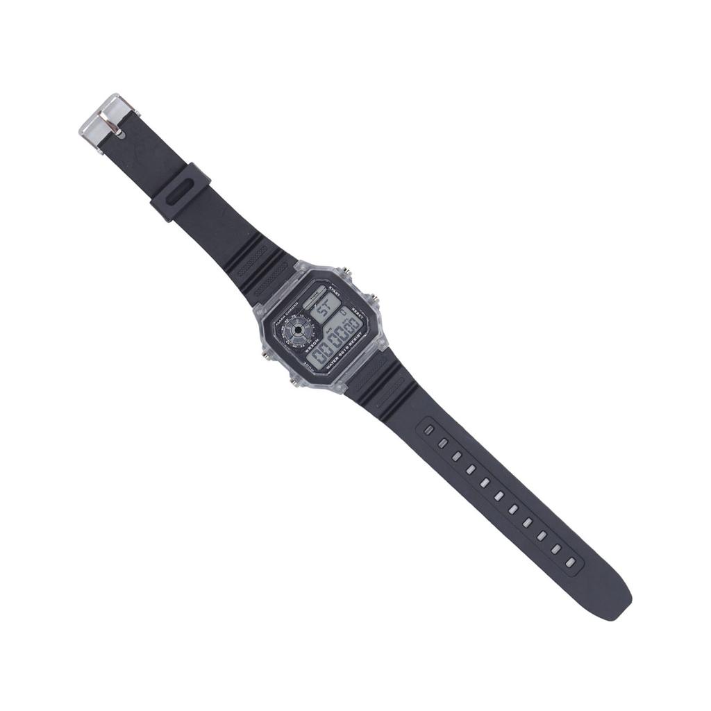 Electronic Sports Watch 12 24 Hours Waterproof Digital Wrist Watch with Luminous Alarm Timing Function Transparent