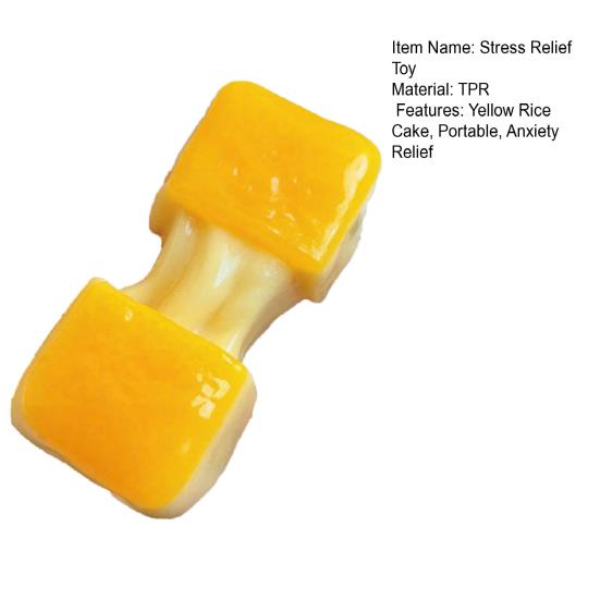 Yellow Rice Cake Squeeze Toy Stress Anxiety Relief Stretchy Rice Cake Stress Toy Portable Simulated Food Decompression