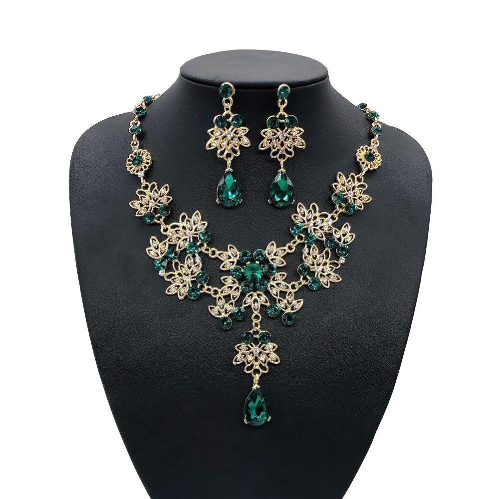 Crystal Water Drop Bridal Rhinestone Chokers Necklace Earrings Wedding Beads Jewelry Set
