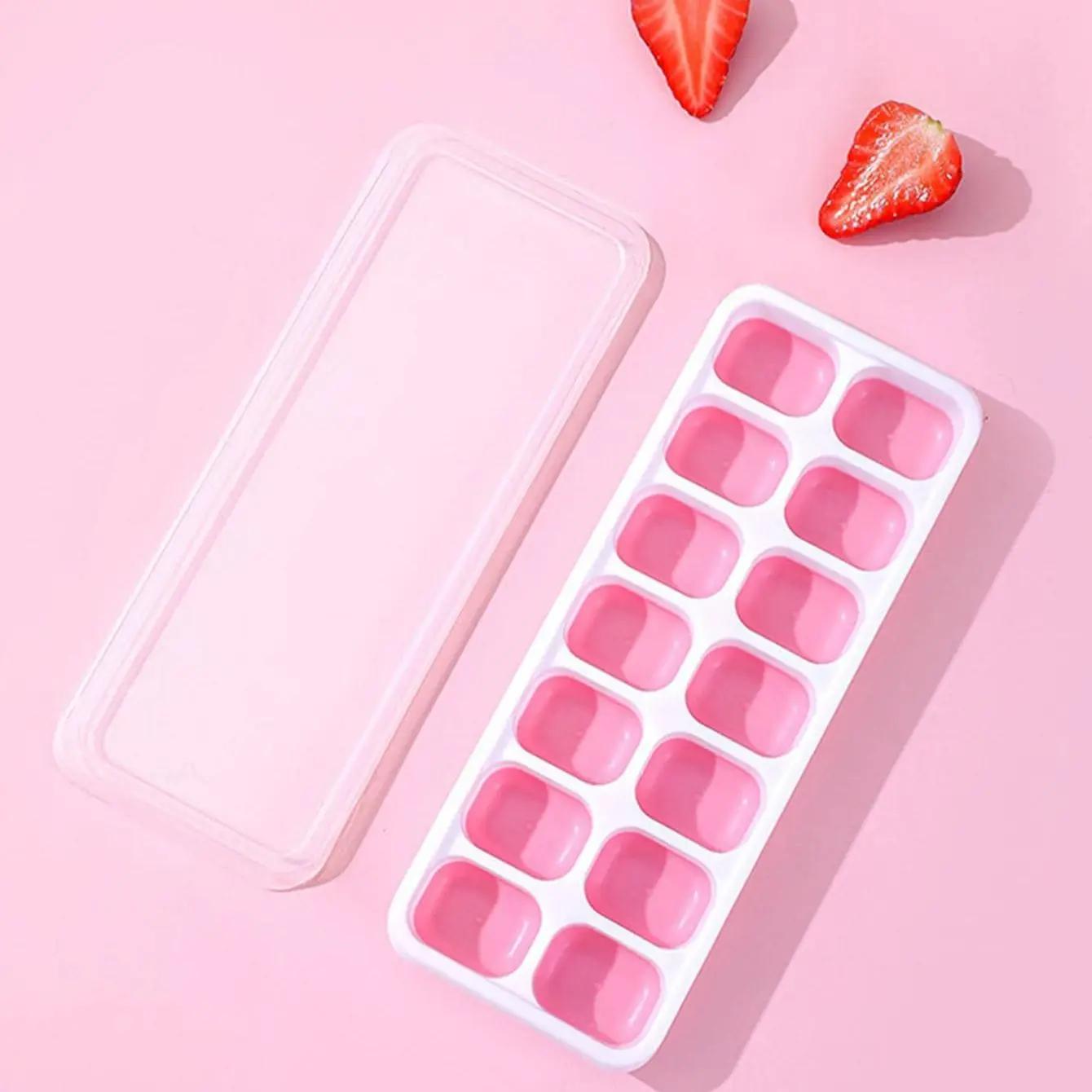 

1PC-14 ice cube trays with splash proof and detachable covers for stacking ice cube trays and kitchen supplies зелений