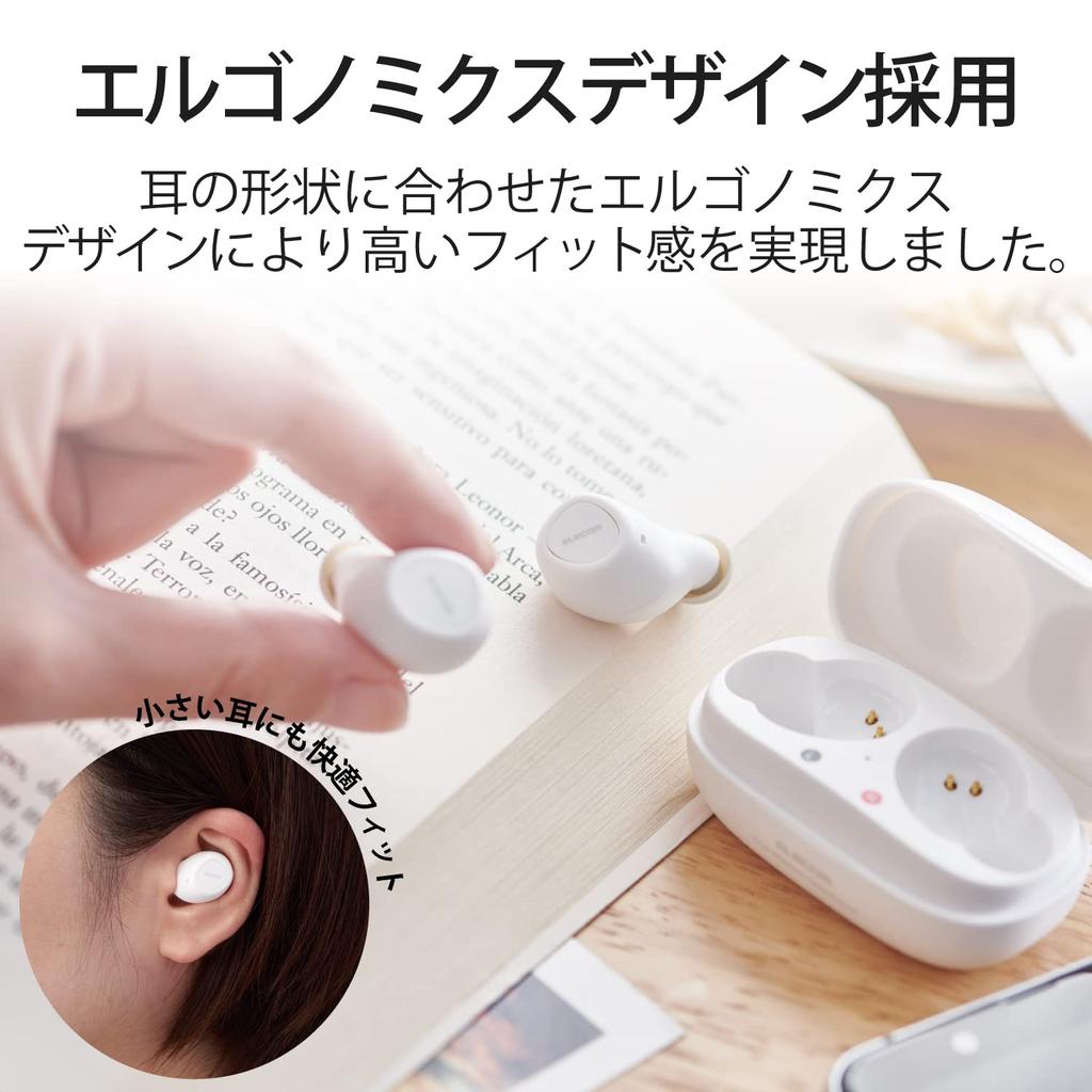 ELECOM True Wireless FAST MUSIC TWS10 Bluetooth Earphones, White, LBT-TWS10WH