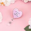 Heart Badge Reel Heart-Shaped Pink Heart Badge Holder Work Card Clip Pink Retractable Name Tag Clip For Animation Enthusiasts