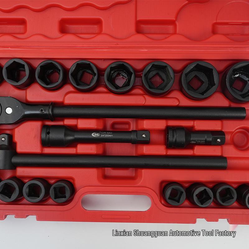 21-Piece Heavy Duty 3/4" Air Impact Hex Socket & Wrench Set for Auto Repair