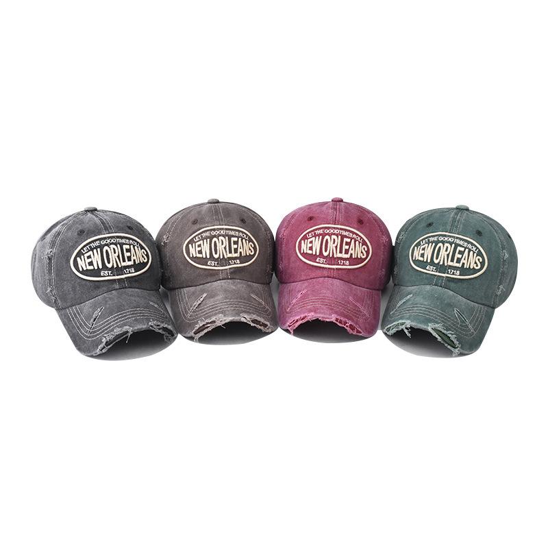 Cotton Washed Old Large Letter Embroidered Baseball Cap Men's and Women's Outdoor Three-dimensional English Cap