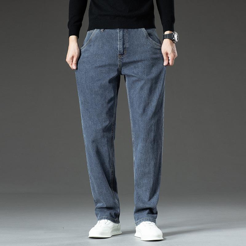 Straight-leg Jeans For Men, Versatile, Stretchy And Loose, Autumn New Style, Youth Long Men's Popular Thick Casual Trousers