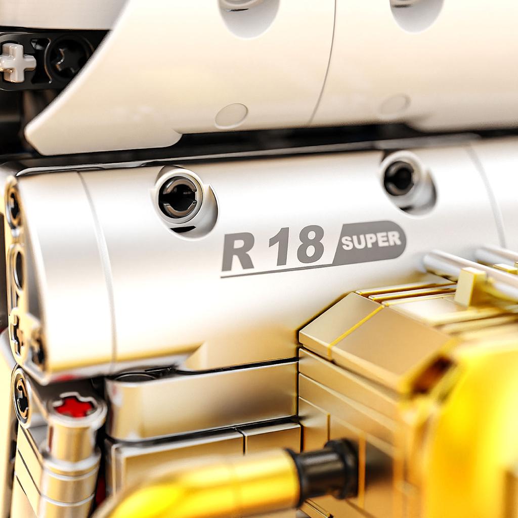 Supercar Building Block City Technique 1:5 Scale Model R18 Motorcycle Racing Speed Champions Sport Vehicles Car Toy Children's Birthday Gift No.T4055