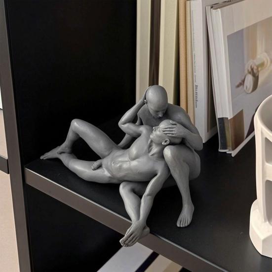 Nude Male Statue 3D Printed 2 Naked Men Figurine Minimalist Naked Body Sculpture for Modern Home Desktop Decor