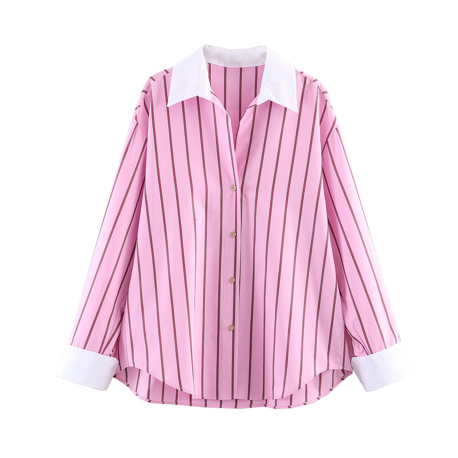 Women s popular fashion casual striped shirt XS