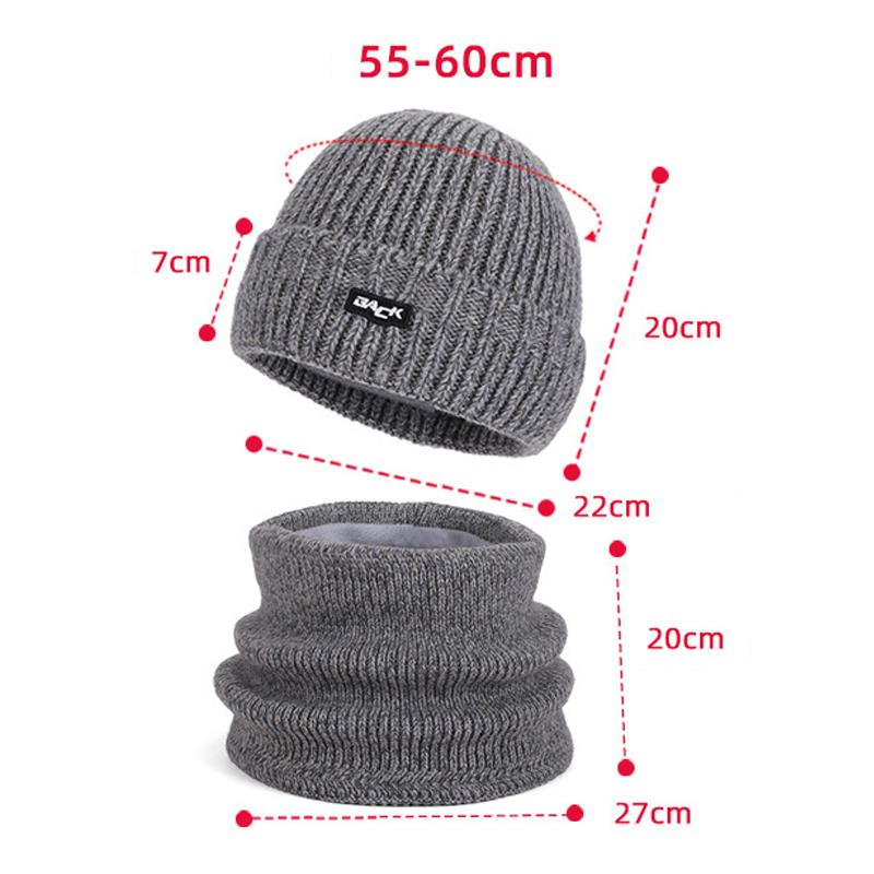 Winter Outdoor Warm Knitted Wool Hat Men's Fleece Cold-Proof Hat Scarf Two-Piece Set Windproof Ear Protection Cap