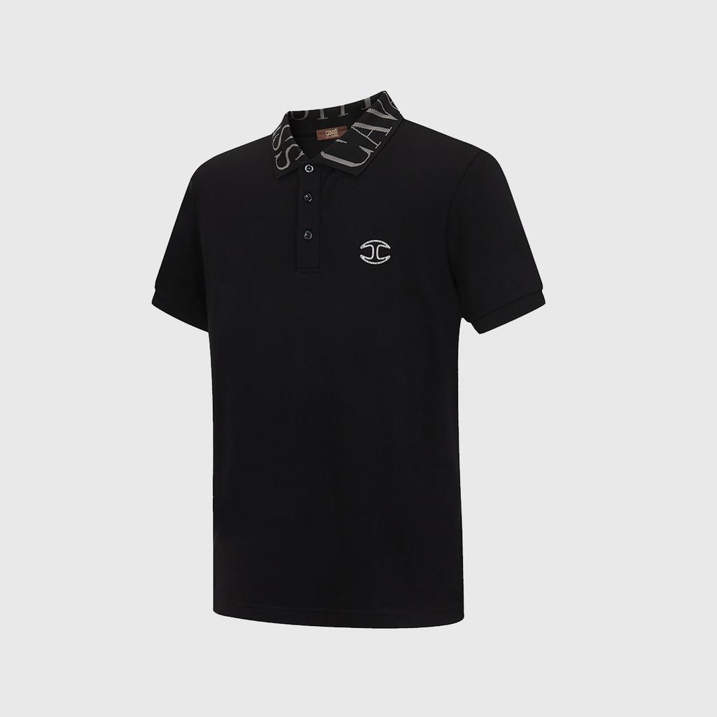 Men's Spring/Summer Short-Sleeved Polo Shirt with Collar Letter Detail