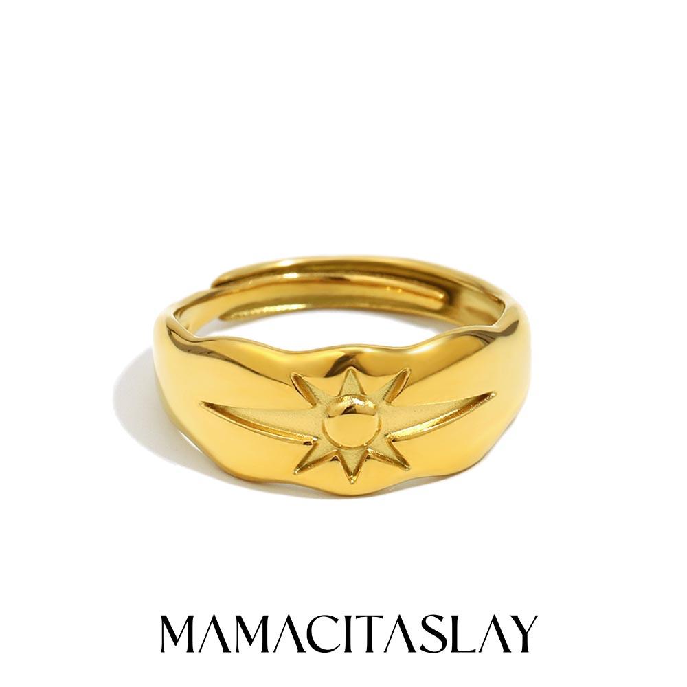 MamacitaSlay 316L Stainless Steel Octagonal Star Open Ring Party Waterproof Jewelry Women's Unique Cool Ring High Quality Gift
