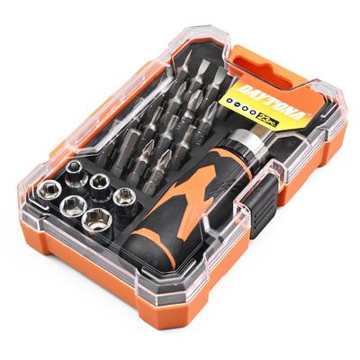 Daytona Motorcycle Tool Compact Ratchet Driver with Socket Mini Bit and Socket Tool Set Set, 1/4-Inch Adapter, 23-Piece (Product Number 61363)
