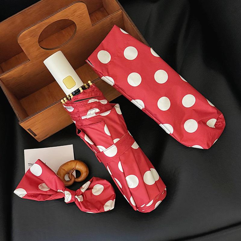Red Polka Dot Umbrella, Women's, Fully Automatic/manual Sun Umbrella, Dual-purpose Sun and Sun Protection, Folding Umbrella