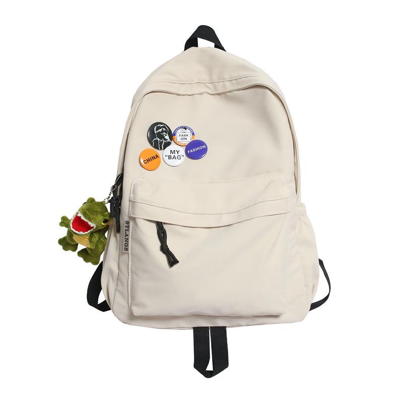 Schoolbag Backpack Men's Simple Lightweight Large Capacity Versatile Backpack Japanese Junior High School Student School Bag Women Send Badges
