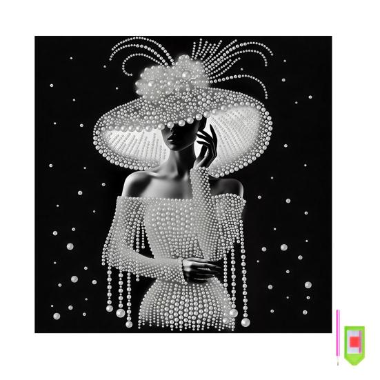 Zestaw do malowania perłami DIY dla dorosłych początkujących Eleganckie wzory dam Perłowy zestaw rzemieślniczy Sztuczne perły Wstępnie zadrukowane płótno Rama w zestawie do dekoracji domu