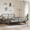 Metal Bed Frame with Headboard and Footboard Black 135x190 Cm
