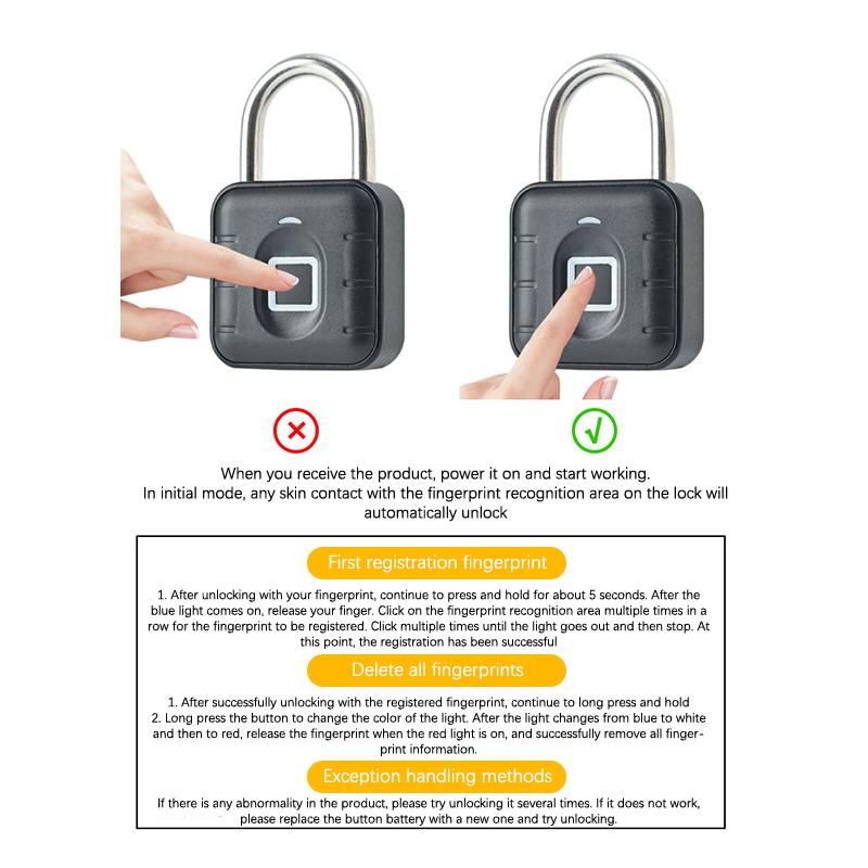Serratura Intelligente Biometrica a Impronta Digitale Serratura Intelligente per Porta Senza Chiave Sblocco Rapido Lucchetto Antifurto Impermeabile IP67 Sicurezza Domestica da Viaggio