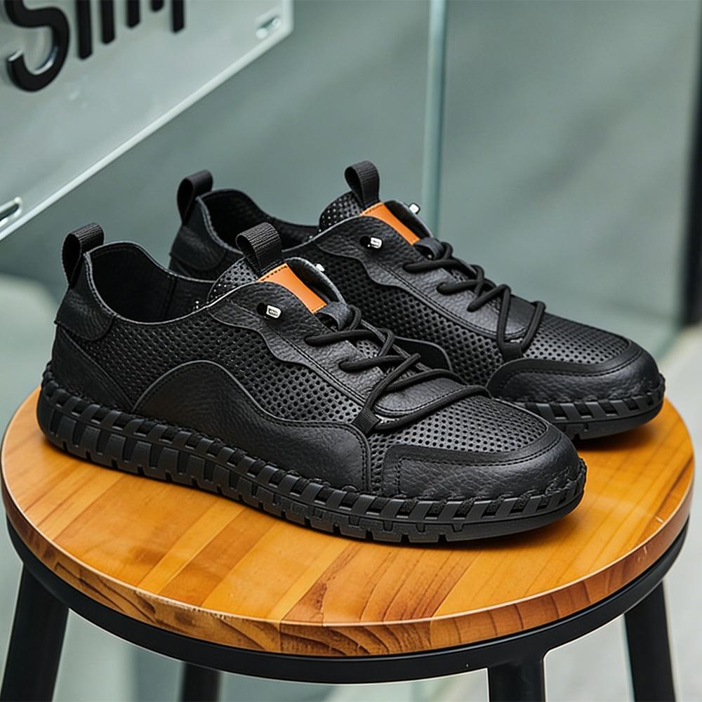 Little White Shoes Are Versatile and High-end Leather Breathable Men's Shoes Do Not Stink, the First Layer of Cowhide Soft Sole Casual Shoes for Men