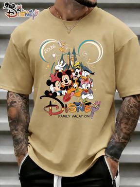 T-shirt con Stampa Cartone Animato Castello Disney Estate 2026 Harajuku Larga Casual Manica Corta Top Uomo Donna