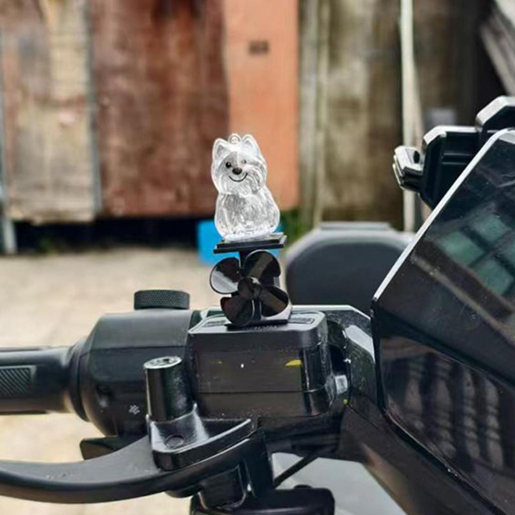 Dog Statue Motorcycle Light Up Decoration Wind Powered Animal Figurine for Motorcycle Handlebar Outdoor Cycling Night Riding